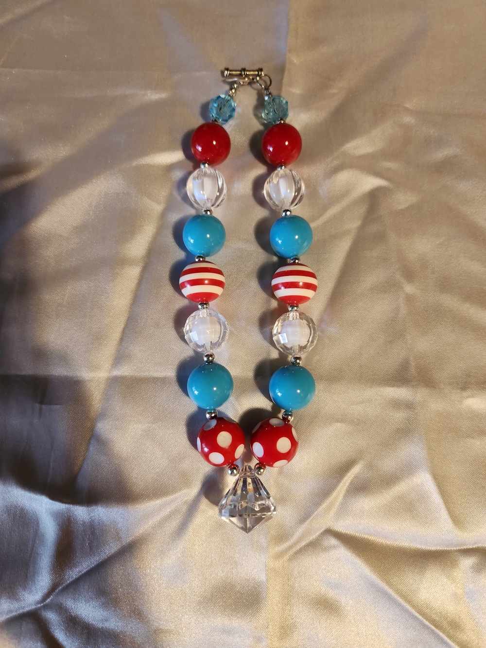 Unbranded Red, Turquoise & Clear Beaded Statement Necklace